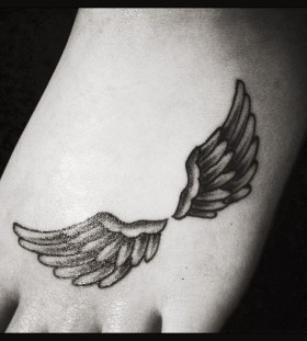 Foot angel wings tattoo