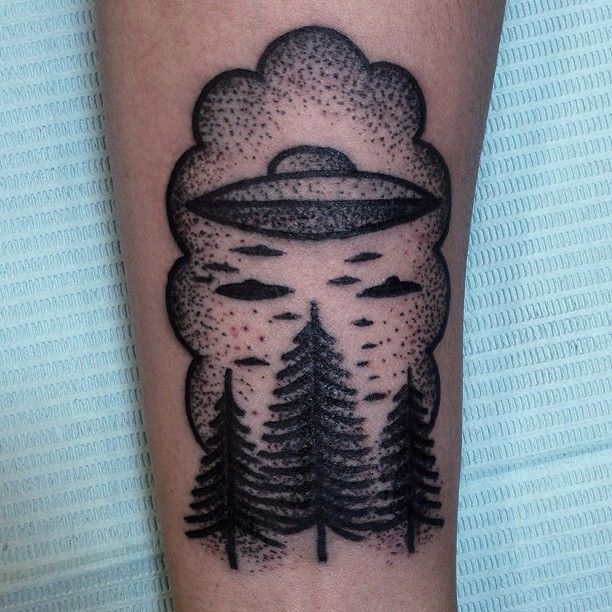 Forest and alien tattoo