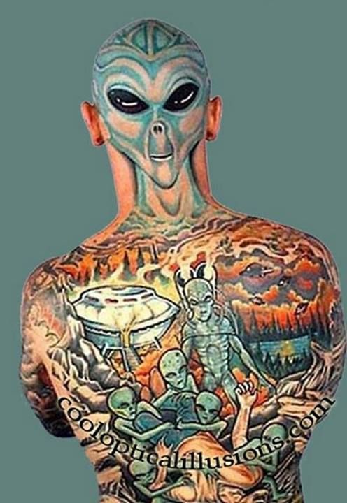Full body alien tattoo