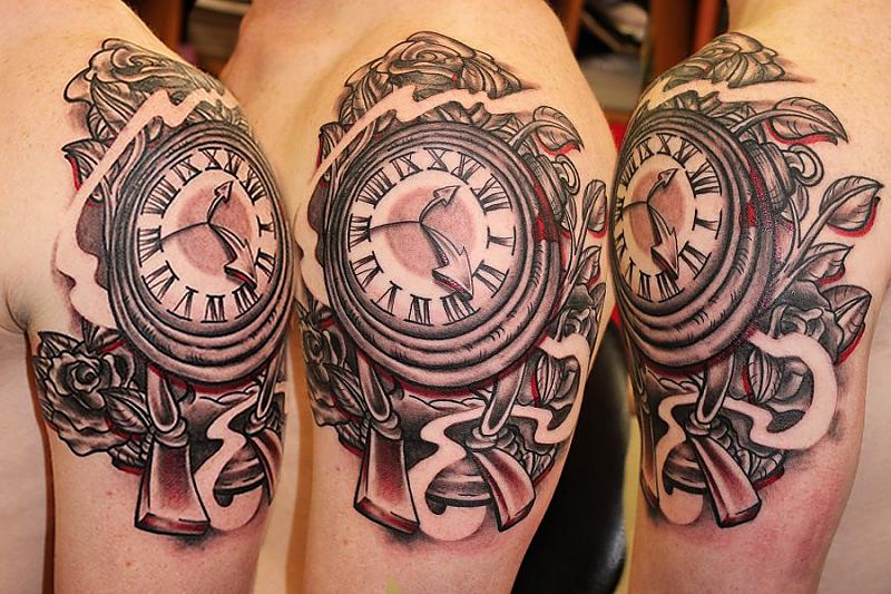 Gorgeous shoulder clock tattoo - | TattooMagz › Tattoo Designs / Ink