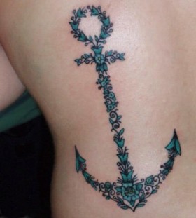 Green anchor tattoo