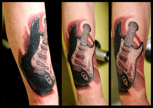 Guitar  music tattoo