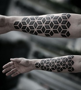 Hand tattoo rectangular geometric