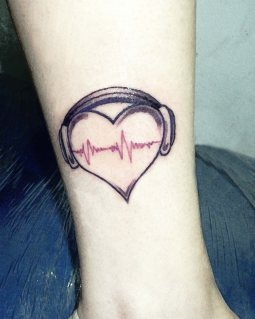 Heart and love  music tattoo