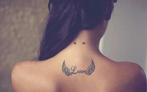 Love angel wings tattoo