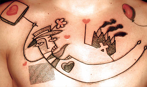 Lovely abstract character tattoos