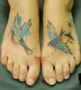 Lovely birds tattoo by Jukan