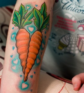 Lovely carrot food tattoo