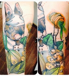 Lovely rabbit tattoo by Jukan