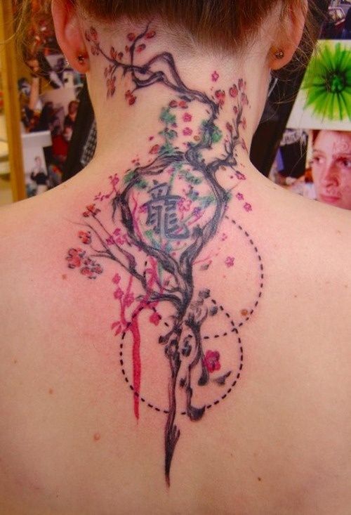 Lovely tree abstract character tattoos