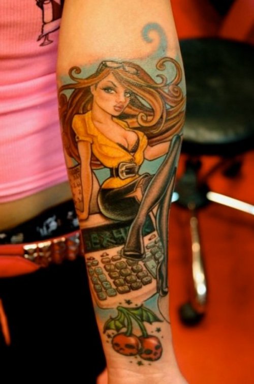 Lovely woman tattoo by Corey Miller