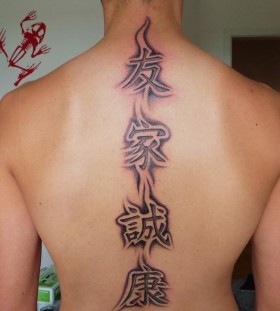 Man back chinese tattoo