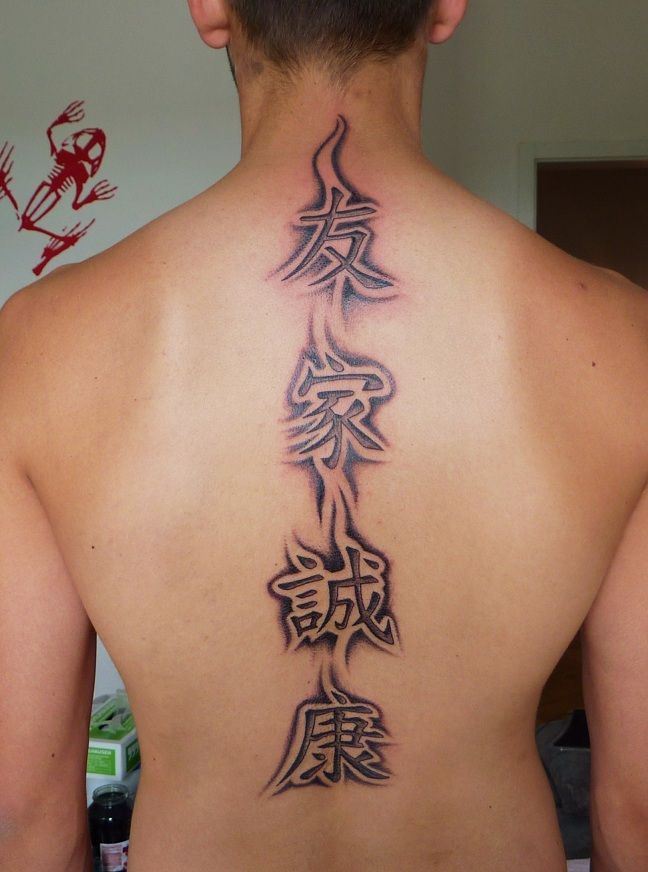 Man back chinese tattoo