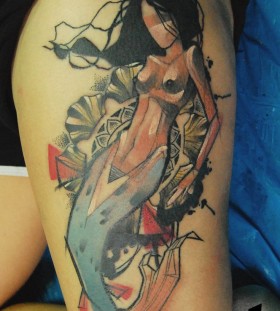 Mermaid geo tattoo by Jukan