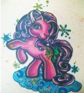 Pink horse cartoon tattoos