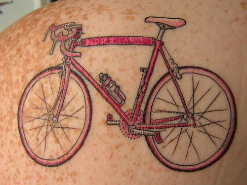 Pretty pink biker tattoo