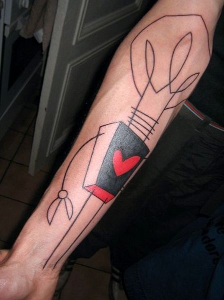 Red heart abstract character tattoos