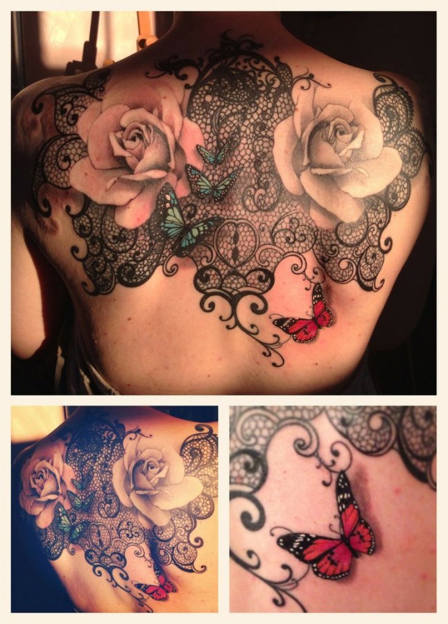 Rose tattoo back paint