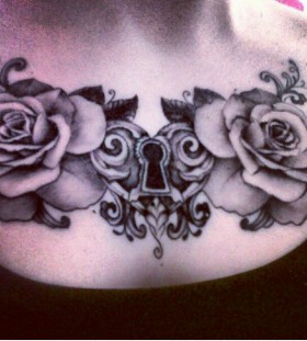 Roses chest tattoo
