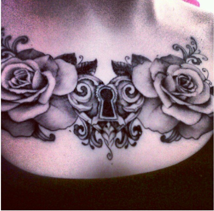 Roses chest tattoo