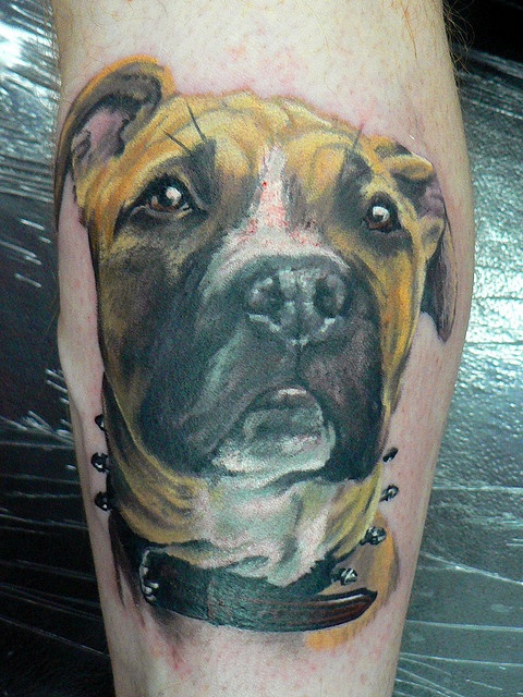 Sad dog tattoo