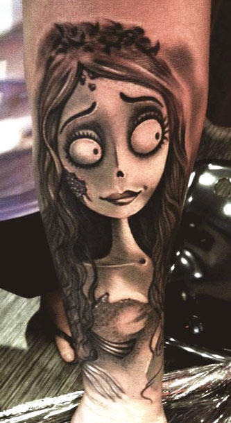 Scary girl cartoon tattoos