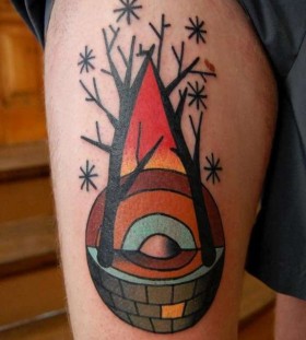 Sectioned sphere abstract character tattoos