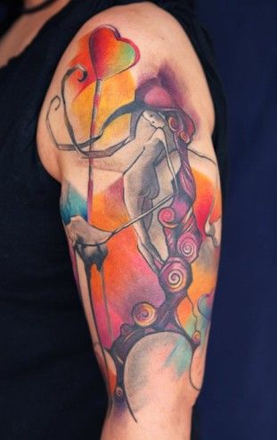Shoulder abstract character tattoos