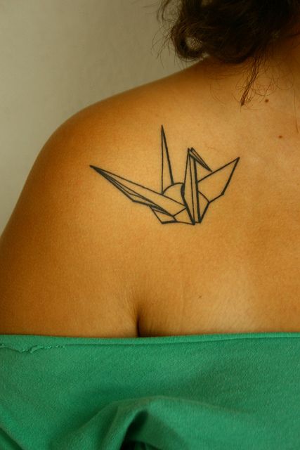 Shoulder origami tattoo