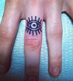 Simple finger eye tattoo