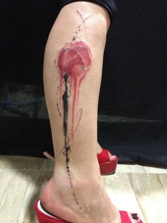 Simple leg tattoo by Pietro Romano