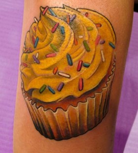 Yellow cake food tattoo