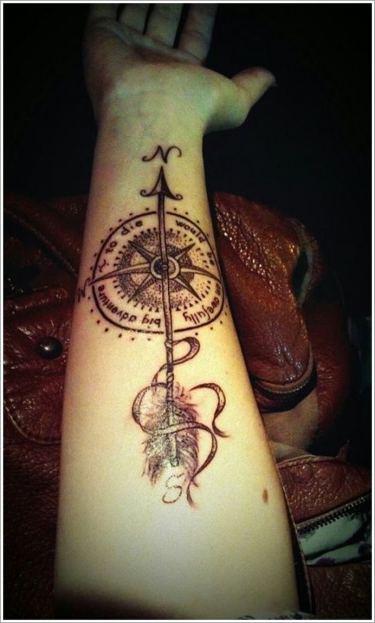 arrow tattoos with a compass