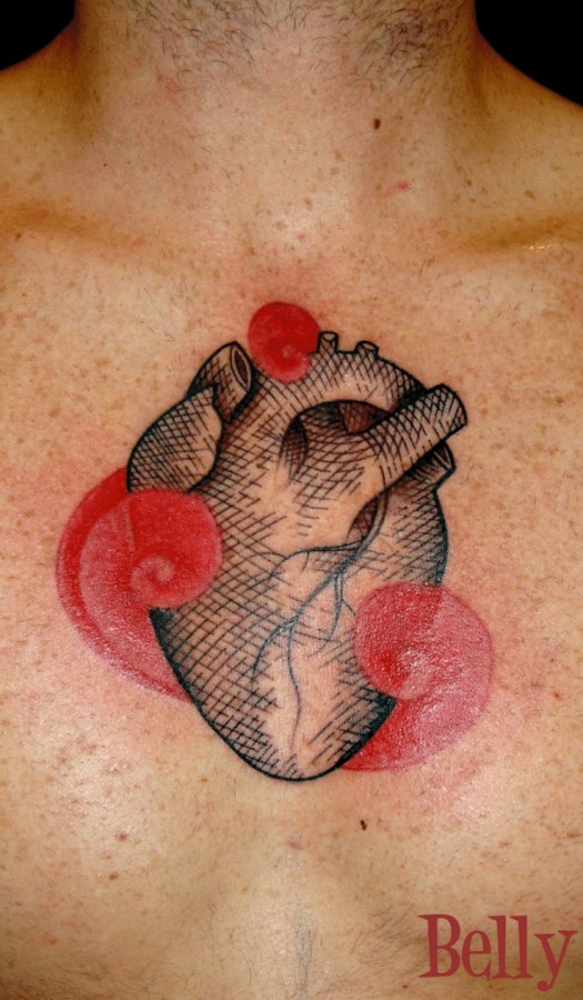 black heart tattoo  with red