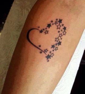 black heart tattoo  with stars