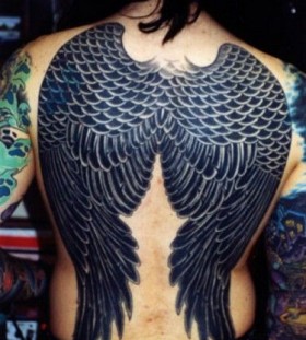 black wings tattoo for man