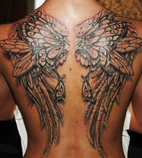 black wings tattoo hd detailed