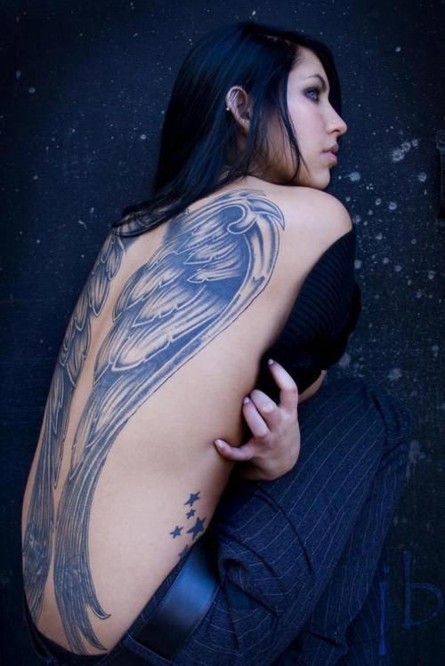 black wings tattoo huge but cool