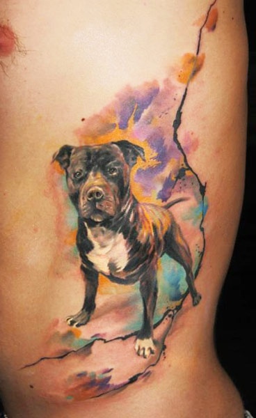 bright color animal tattoos cool dog