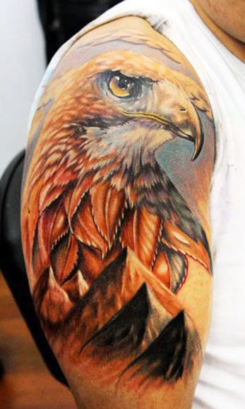 bright color animal tattoos eagle