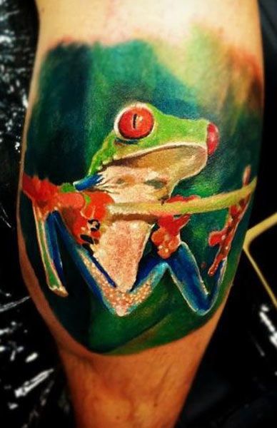 bright color animal tattoos frog