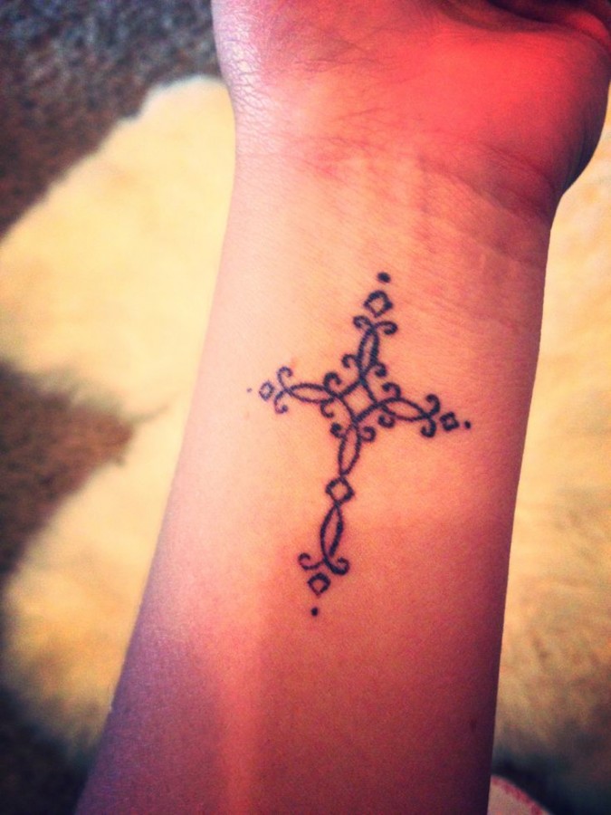 cross tattoo wrist