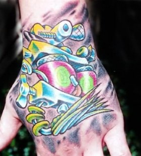 gypsy colorful tattoo on hand