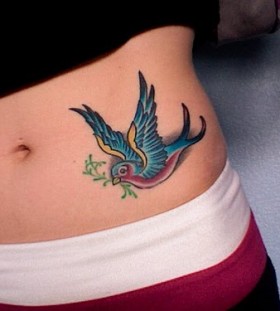 hip tattoo for girl bird