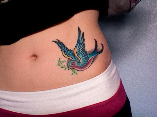 hip tattoo for girl bird