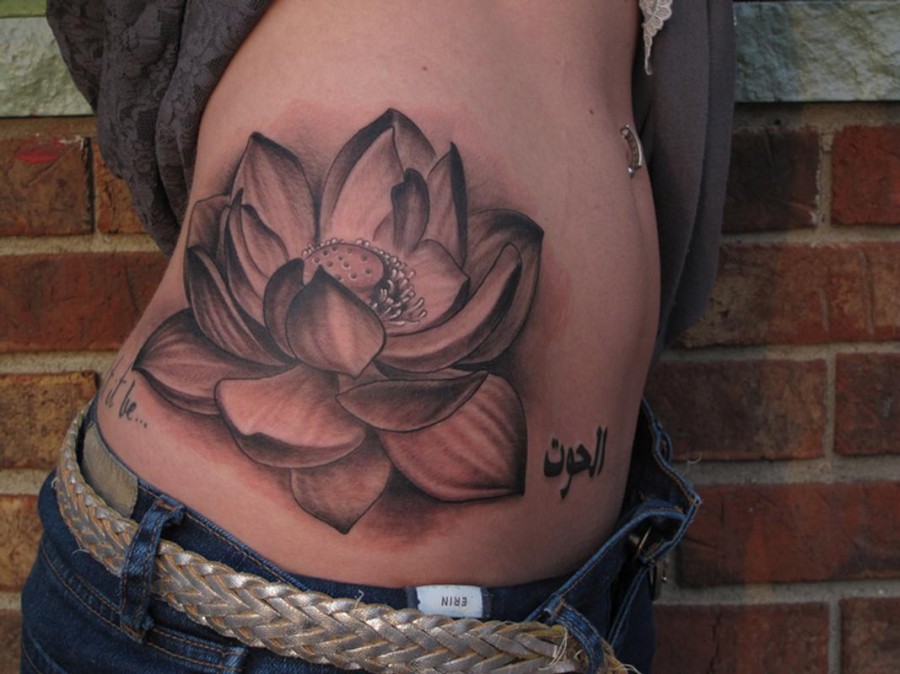hip tattoo for girl water flower