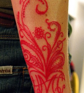 red tattoo floral