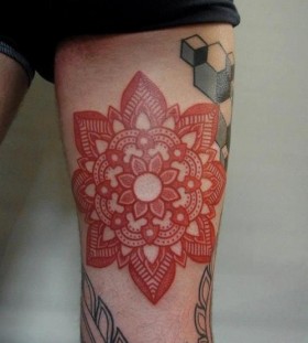 red tattoo geometric
