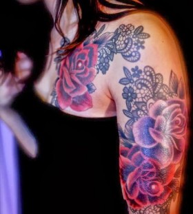 red tattoo red rose