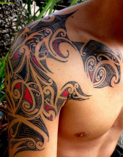red tribal tattoo crafted